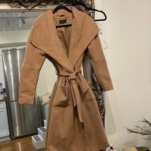 Ful Length Camel Coat Large Lapel Pea Coat